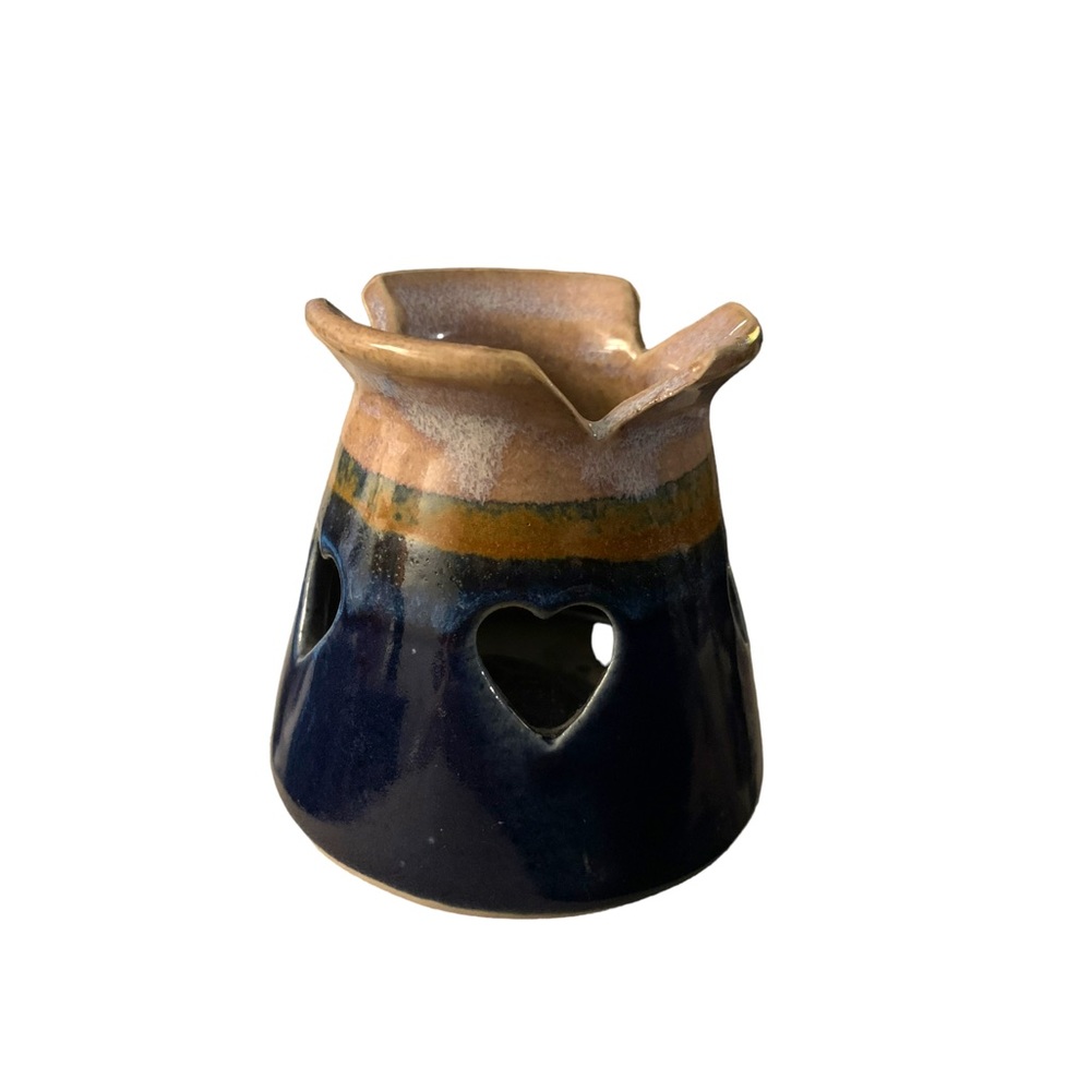 Flat Earth. Art Pottery Votive Candle holder